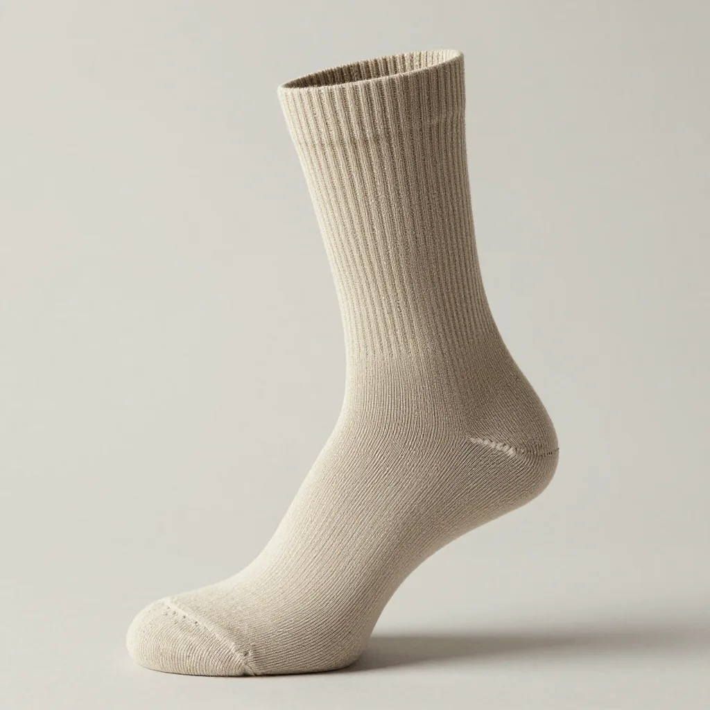 A natural merino crew hiking sock