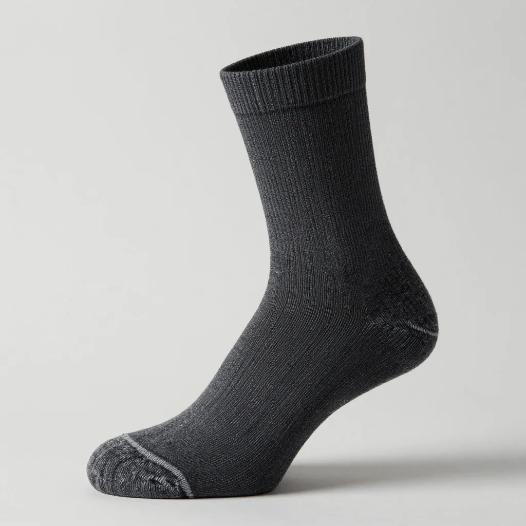 A charcoal quarter-length merino hiking sock