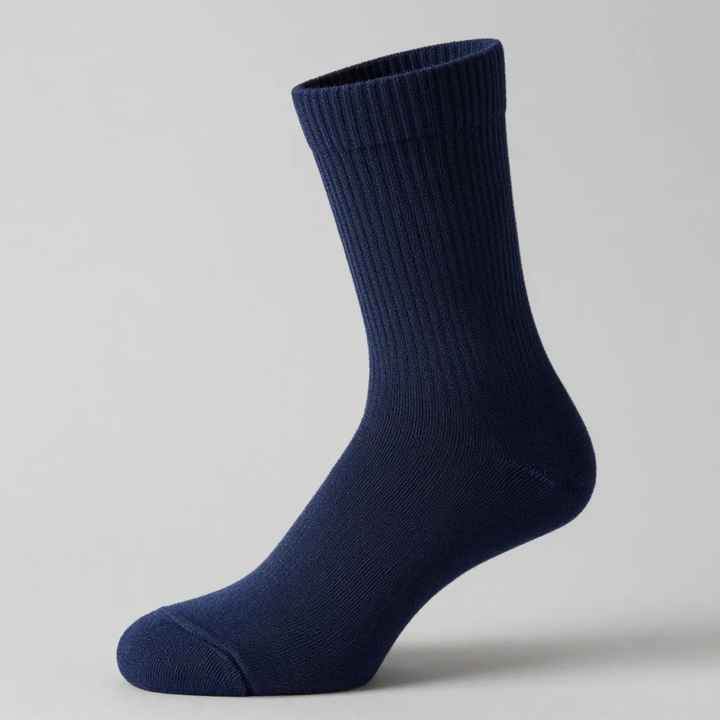 A thick navy merino expedition sock