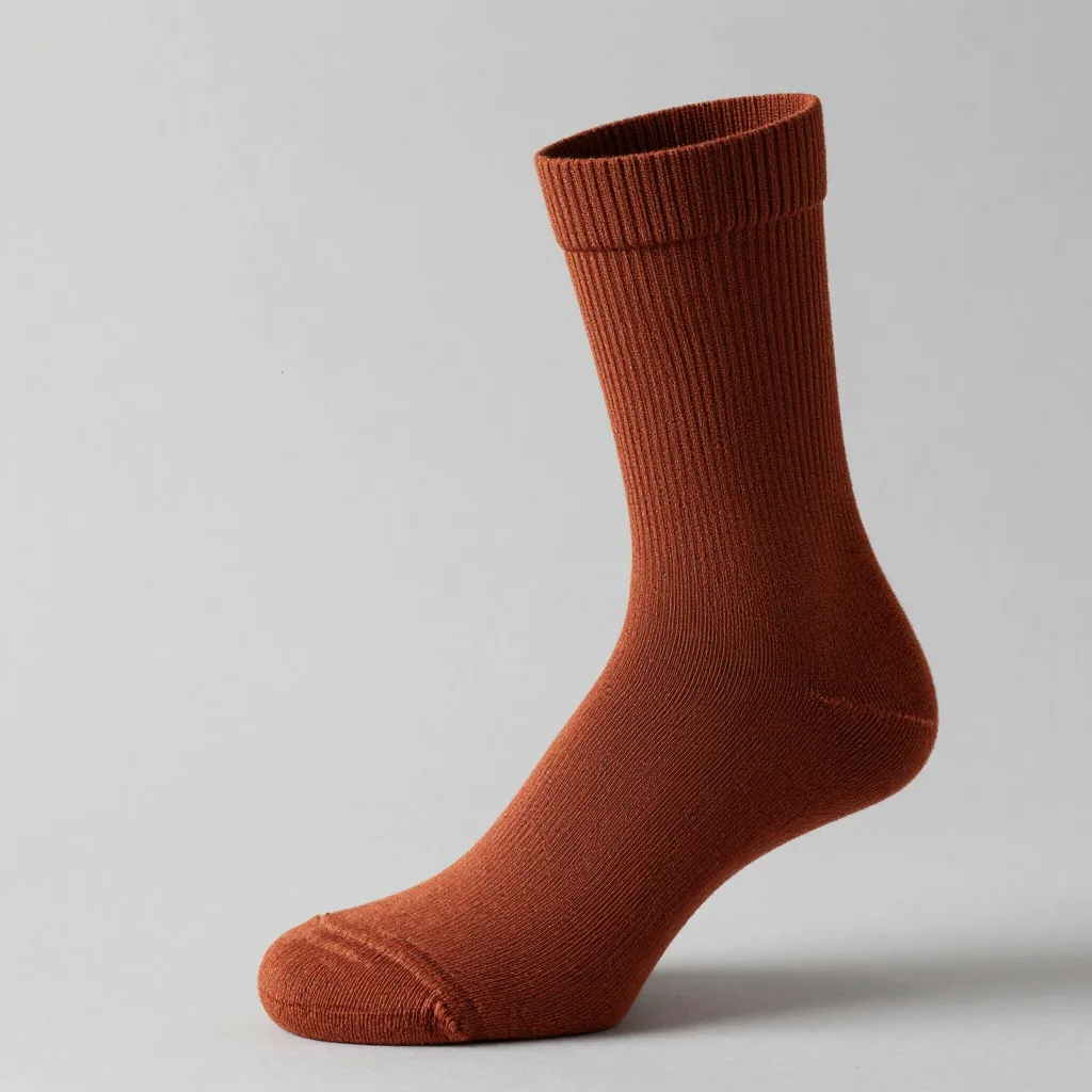 A rust quarter-length merino hiking sock